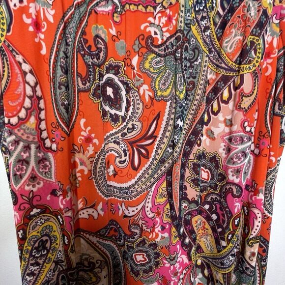 Leslie Fay Sleeveless Smocked Shift Dress Women's Sz 14 Paisley Floral Boho - Picture 13 of 16